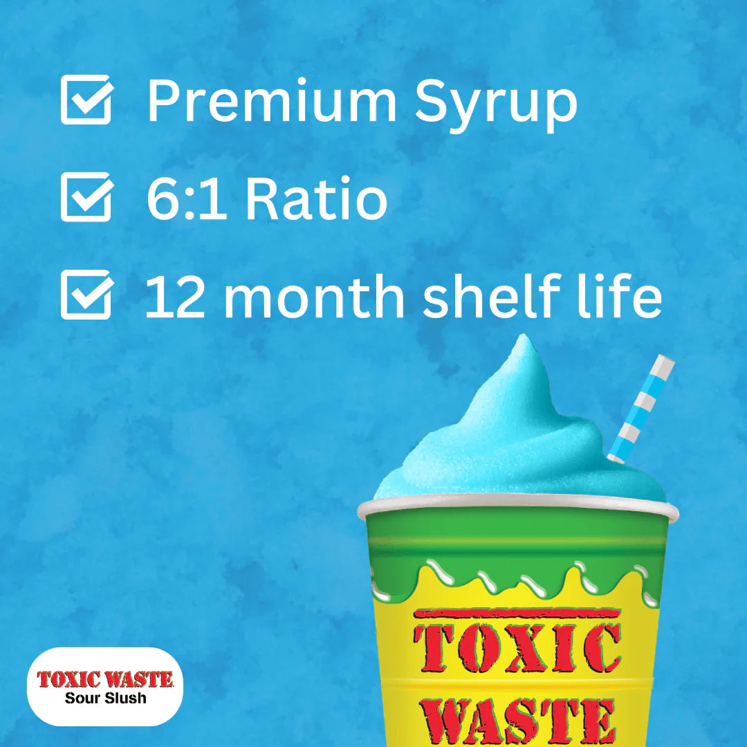 (NLA) Toxic Waste Hazardously Sour Blue Raspberry Fizzy Slush Syrup 10L BIB