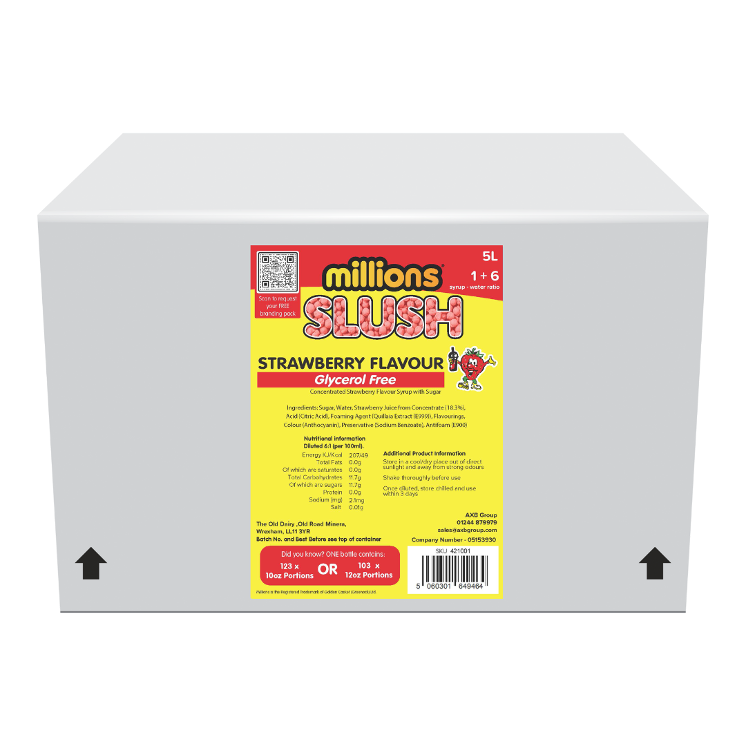 Millions® Glycerol Free Red Strawberry Slush Syrup 10L BIB - Screw Connector