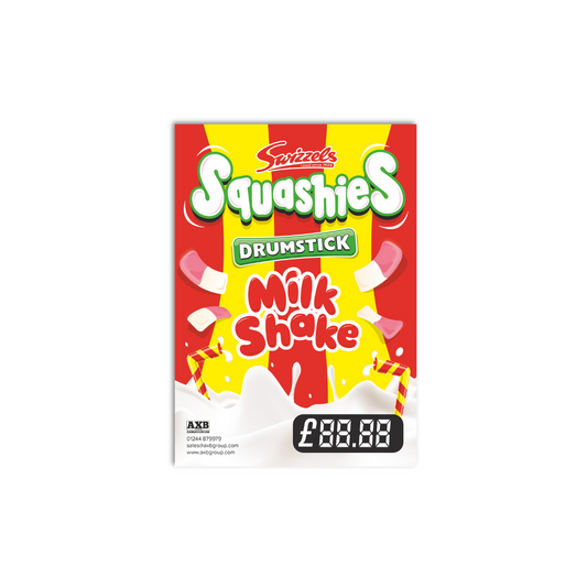 A5 Squashies® Milkshake - Price Card