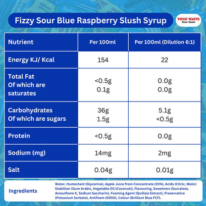 (NLA) Toxic Waste Hazardously Sour Blue Raspberry Fizzy Slush Syrup 10L BIB