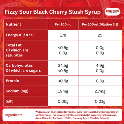 (NLA) Toxic Waste Hazardously Sour Cherry Fizzy Slush Syrup 10L BIB